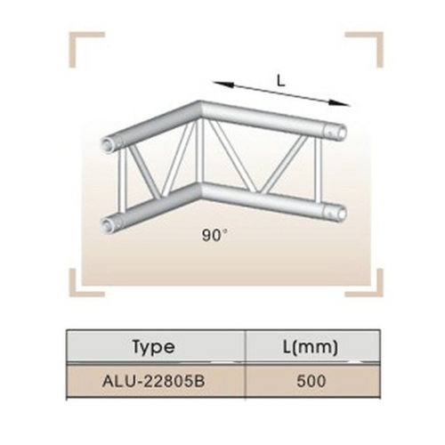 Duo Truss - 290mm Aluminium Flat Truss - 90deg Corner