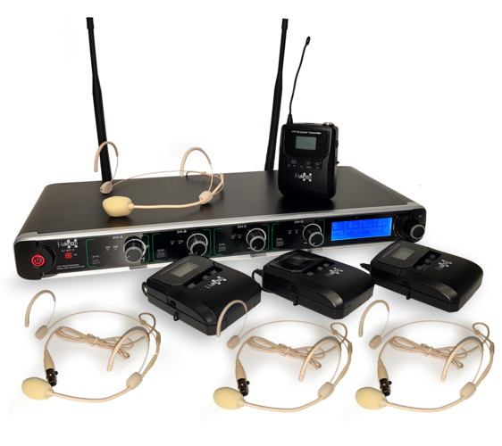 IU-4013 UHF Digital Quad Wireless Mic Set