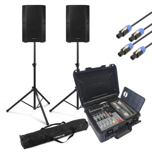 Amplified Mixer - Complete PA - 2 x  10"  Speakers