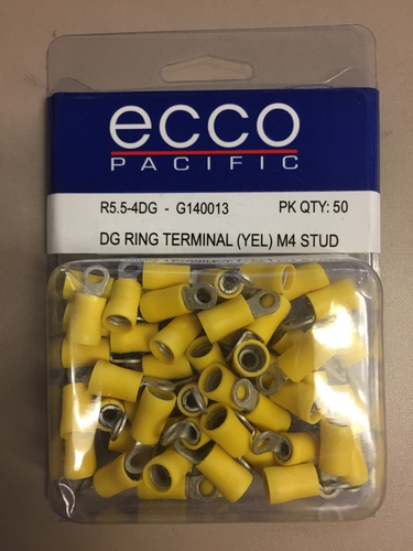 ECCO DG Ring Terminal (Yellow) M4 Stud R5.5-4DG