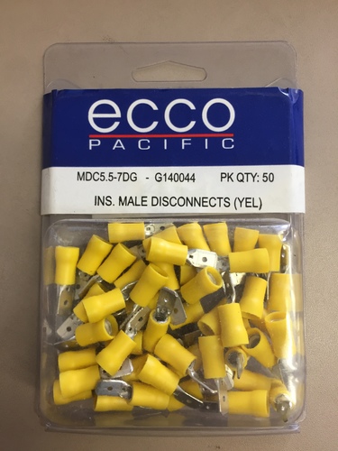 ECCO Ins. Male Disconnects (Yellow) MDC5.5-7DG