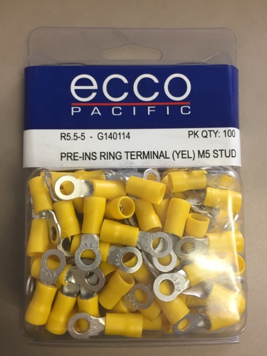 ECCO Pre-Ins Ring Terminal (Yellow) M5 Stud R5.5-5