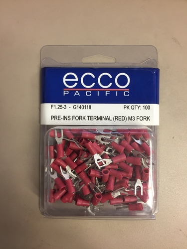 ECCO Pre-Ins Fork Terminal (Red) M3 Fork F1.25-3