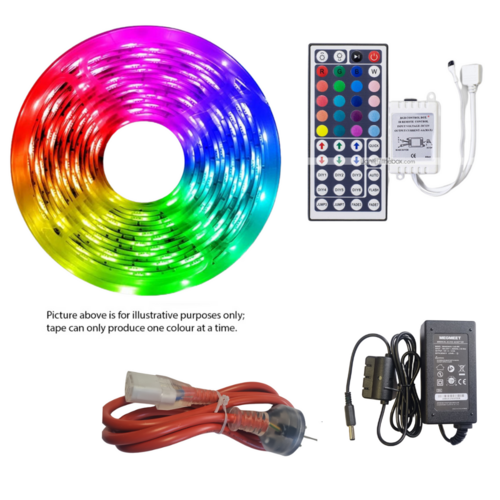 RGB LED Tape Kit - 5050 SMD LED Strip Flexible - Inc power supply