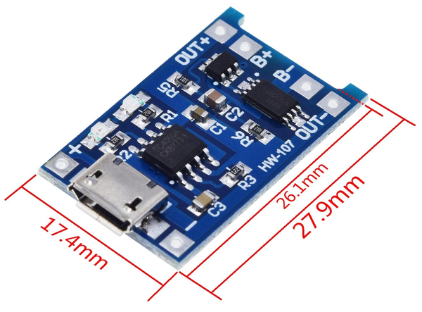 Micro USB 5V 1A 18650 TP4056 Lithium Battery Charger