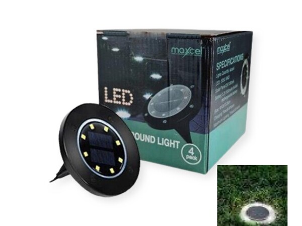 Maxcel Solar 8-LED Lawn Light Cold White set of 4pc